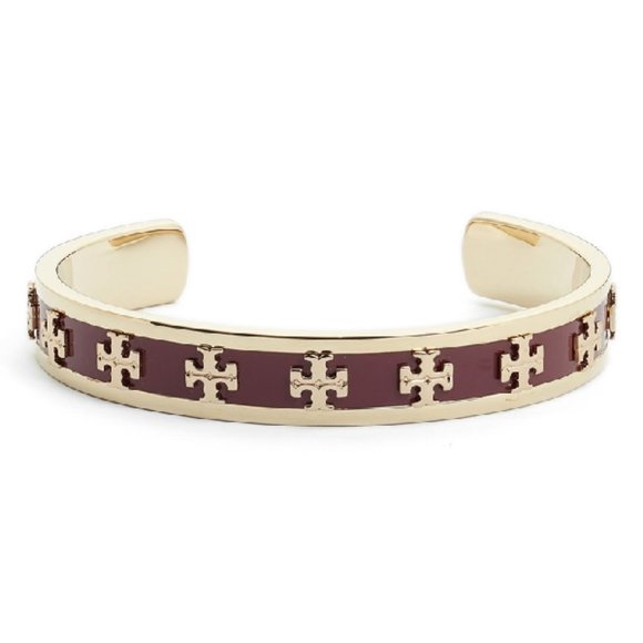 Tory Burch ENAMEL RAISED Logo Cuff Bracelet - Picture 2 of 12